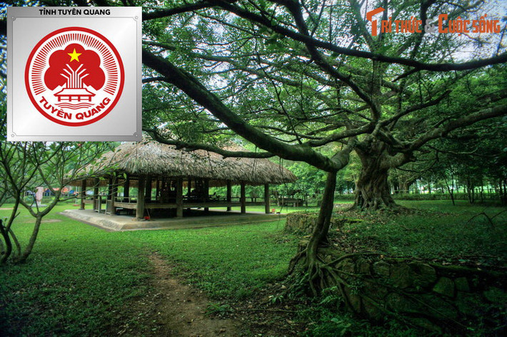 Logo của tỉnh Tuyên Quang: Đình Hồng Thái. Là hình ảnh gắn liền với cái nôi của cách mạng Việt Nam, Đình Hồng Thái là trạm giao liên, nơi huấn luyện quân sự và diễn ra các hội nghị quan trọng ở chiến khu Tân Trào trong suốt thời kỳ kháng chiến chống Pháp.
