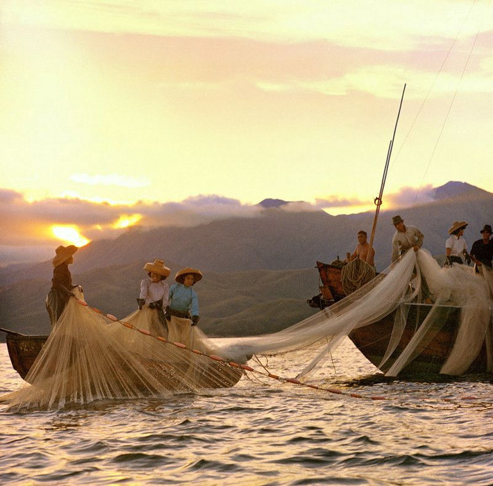 Kéo lưới tại vùng biển Hei Ling Chau, 1973. Ảnh: Keith Macgregor.