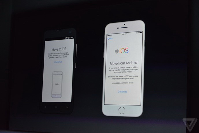 Cùng với các thông tin về phần cứng, Apple cho biết sẽ có một ứng dụng mới trên Google Play (Android), có khả năng giúp smartphone Android chuyển dữ liệu sang iOS một cách dễ dàng