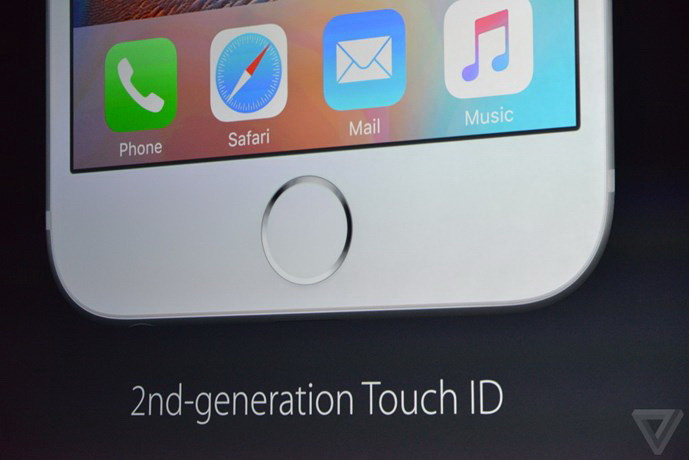 Bên cạnh màn hình, cảm biến vân tay Touch ID cũng được nâng cấp lên thế hệ 2 với tốc độ hoạt động nhanh gấp đôi, đồng thời iPhone 6S cũng được tích hợp bộ rung Taptic Engine.