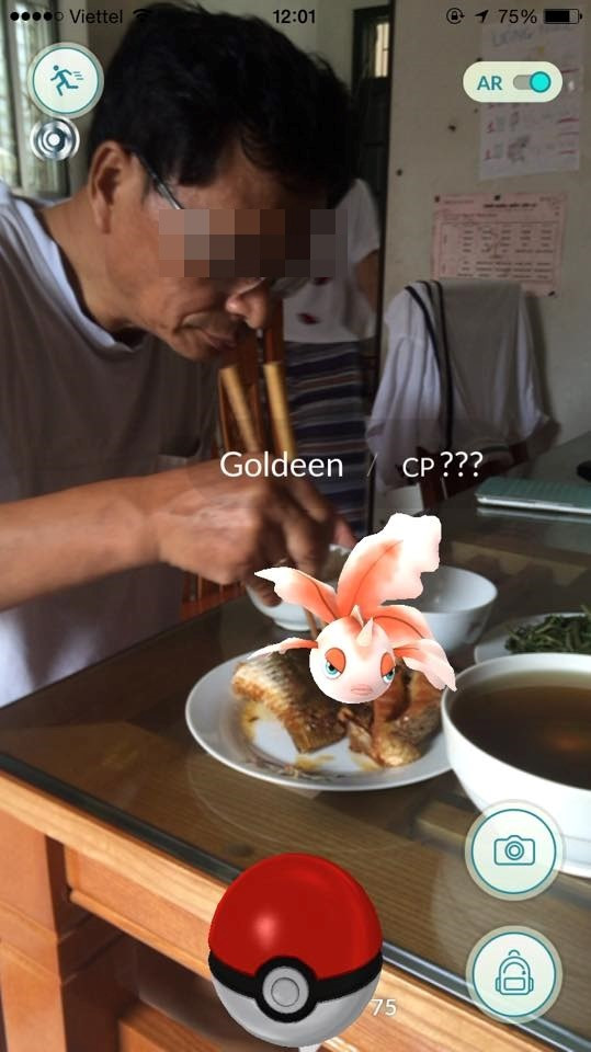 Một sự trùng hợp khi bắt Pokemon. Ông Minh Thu (50 tuổi, Hà Nội) cho hay, ông đang ăn cơm, thấy mấy đứa con cầm điện thoại thi nhau bắt gì đó. Thỉnh thoảng, chúng lại cắm mặt vào điện thoại, ông phải quát con mới chịu ăn cơm".