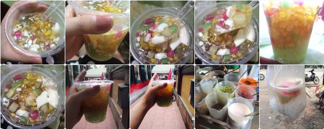 Chè tự múc: Chè được phục vụ theo kiểu buffet để phù hợp với khẩu vị riêng của từng người. Mỗi loại chè 1 âu, có ngô, khoai, đậu đỏ, đậu đen, nếp cẩm, thạch, thái, trân châu,.. Ăn gì múc nấy, thích bao nhiêu thì lấy.