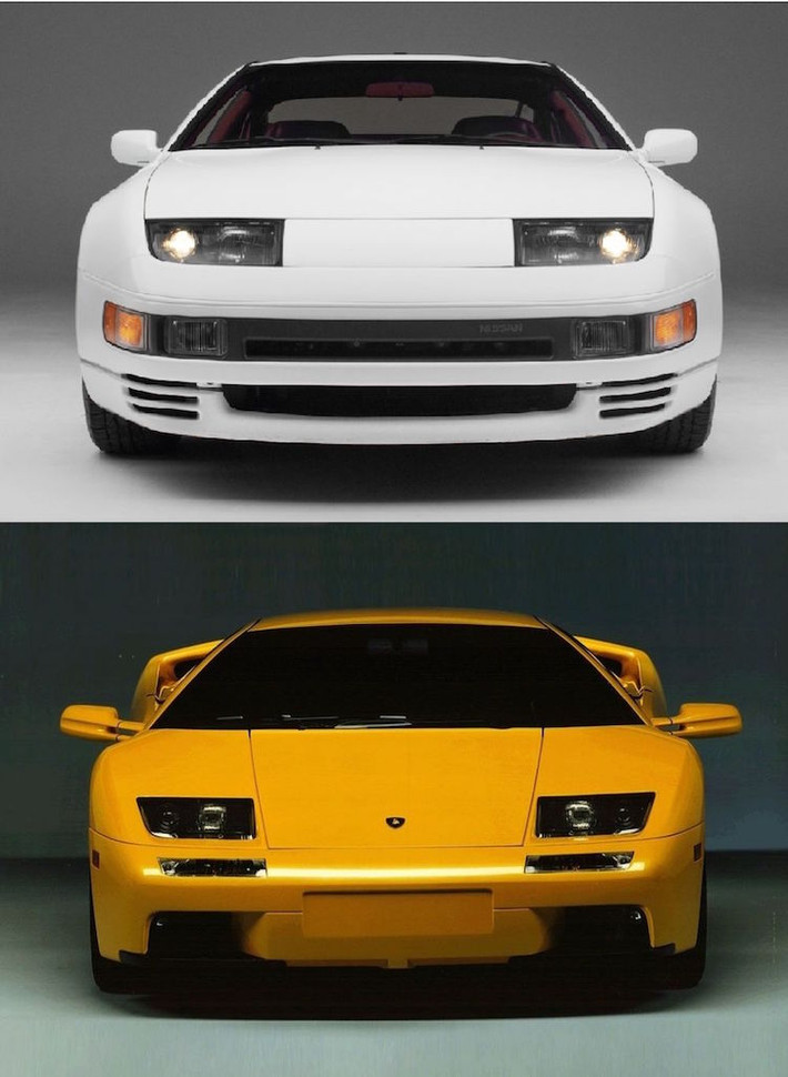 Nhìn vào vẻ hào nhoáng của siêu xe Lamborghini Diablo, không ai có thể nghĩ rằng đèn pha của chiếc xe này được "bếch" từ dòng xe thể thao Nhật Nissan 300ZX.