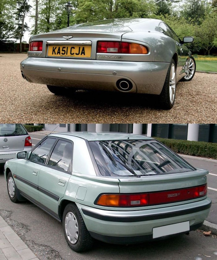 Aston Martin với chiếc coupe sang trọng DB7 cũng lấy đèn hậu của mẫu xe gia đình Mazda 323.