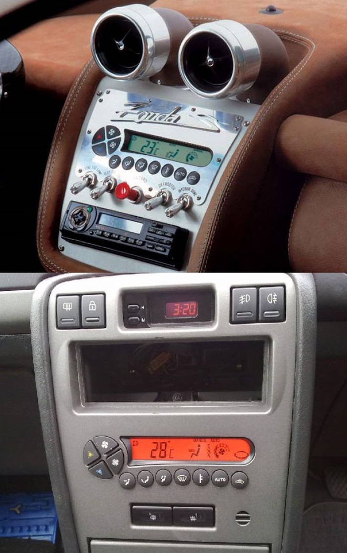 Siêu xe "triệu đô" Pagani Zonda cũng lấy bộ điều khiển điều hòa từ chiếc Rover 45 rẻ tiền của Anh trước đây.