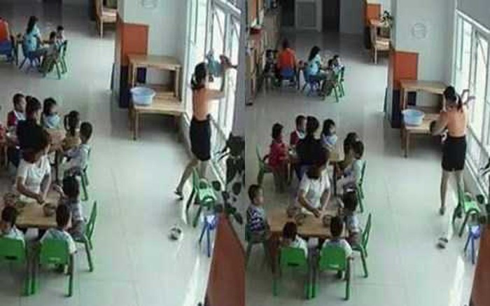 6. Dốc ngược đầu trẻ, dọa ném qua cửa sổ: Tháng 2/2017, hình ảnh giáo viên tại cơ sở mầm non Apollo ở quận Bình Thạnh, TPHCM dốc ngược đầu cháu bé 22 tháng tuổi, dọa ném qua cửa sổ được lan truyền chóng mặt trên mạng xã hội.