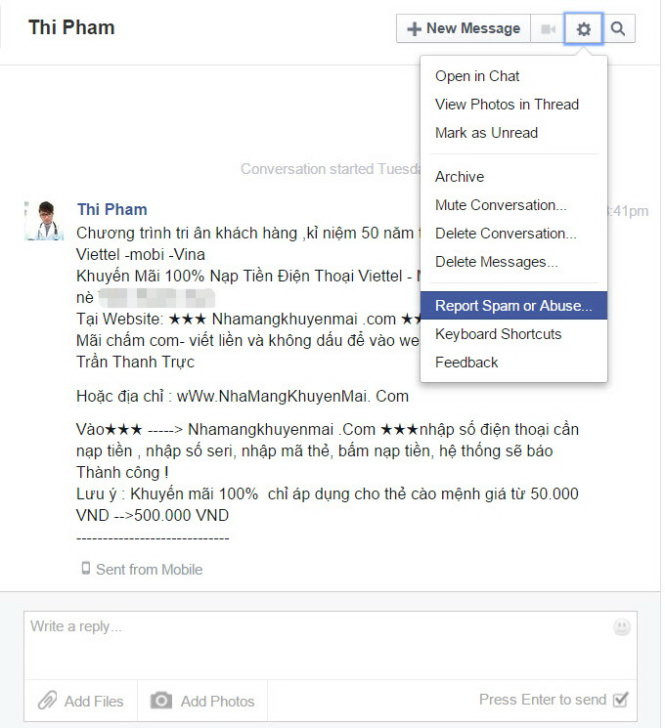 Bước 1: Chọn chức năng cảnh báo thông tin xấu đến đội ngũ quản trị của Facebook.