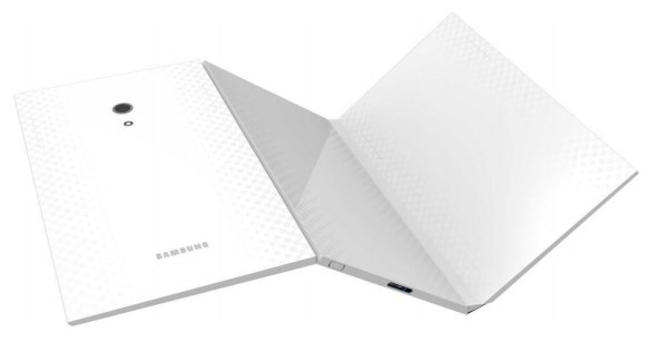 Dựa vào những hình ảnh thiết kế mẫu tablet màn hình gập này, có thể thấy màn hình của máy được chia làm 3 phần cho phép gập lại và mở ra, góc gập tương đối linh hoạt.