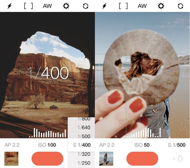 Manual: Nếu Afterlight, VSCO Cam không làm bạn thỏa mãn với việc chỉnh sửa ảnh, hãy thử Manual. Manual được đánh giá có thiết kế đẹp mắt, có các công cụ tùy chỉnh cho quá trình chụp ảnh không thua gì máy ảnh chuyên dụng. Ứng dụng cho phép bạn tăng giảm ISO theo ý, điều chỉnh cân bằng trắng, lựa chọn focus tự động hoặc bằng tay, cũng như thiết lập thời gian phơi sáng.
