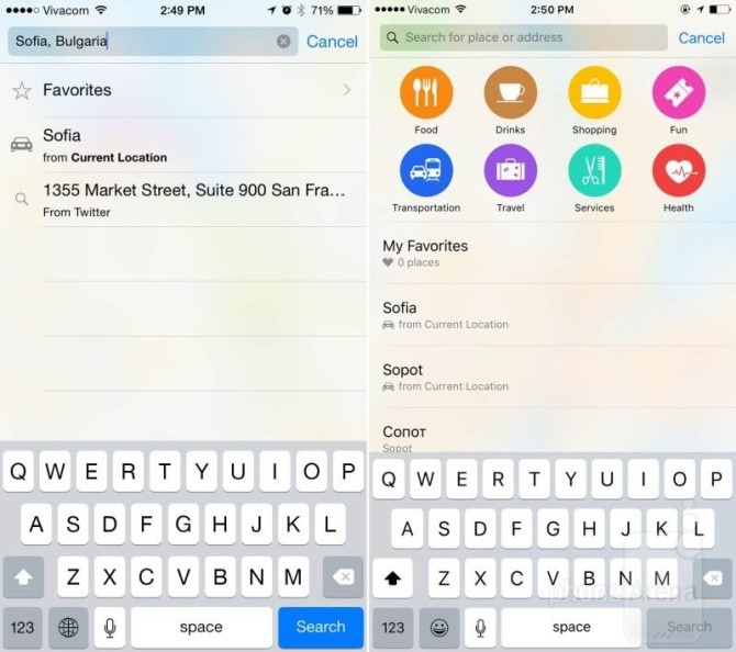 11. Kết quả tìm kiếm trên Apple Maps. Dịch vụ bản đồ của Apple giờ đây sẽ cung cấp thêm cho bạn các tùy chọn tìm kiếm địa điểm ăn uống, mua sắm, giải trí… ở gần vị trí hiện tại của bạn nhất.