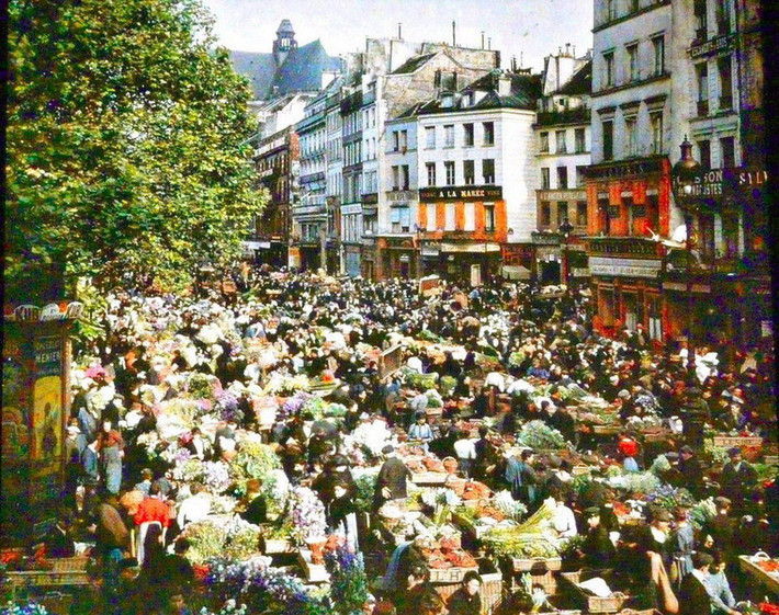 Khu chợ trung tâm Les Halles, 1914.
