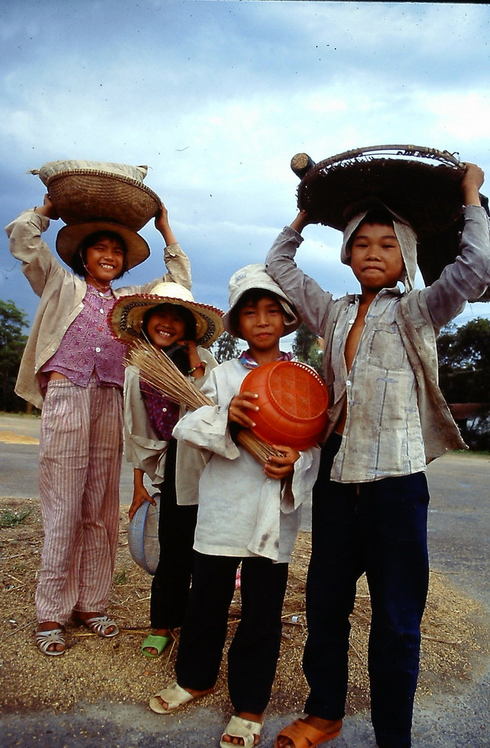 Những đứa trẻ lớn lên cùng cây lúa.