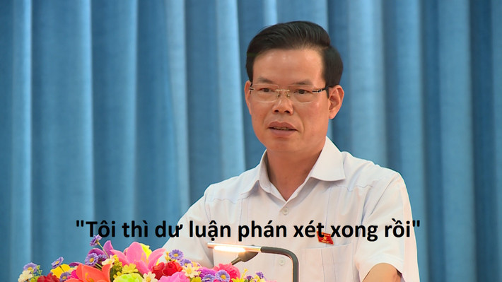"Tôi biết anh quan tâm tới gì. Tôi còn nóng hơn anh. Vấn đề là xử lý những người có tên liên quan, ví dụ như cá nhân tôi đúng không? Tôi thì dư luận phán xét xong rồi" - Bí thư Tỉnh ủy Hà Giang Triệu Tài Vinh trả lời ngày 22/5/2019 khi được hỏi về bê bối thi cử ở địa phương
