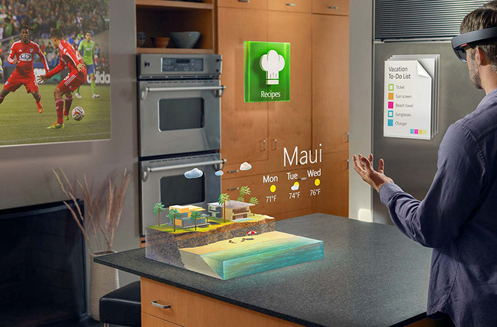 Kính thực tại ảo HoloLens mang đến nhiều thông tin hơn, và có thể khai thác không gian vật lý 3D một cách triệt để.