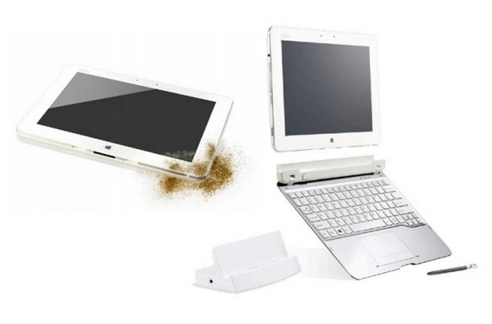 Fujitsu Stylistic Q584 có màn hình 7-và có thể dễ dàng chuyển đổi thành một máy tính xách tay nhỏ kết hợp với bàn phím. Máy có tính năng chống thấm nước và chống bụi khá tốt.