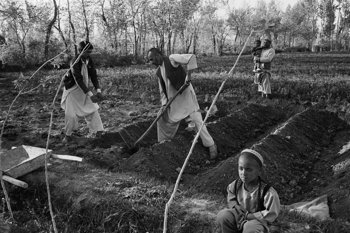 Nông dân làm đồng áng ở lầng Golkhaneh gần Kabul. Ảnh: A. Abbas/ Magnum Photos.