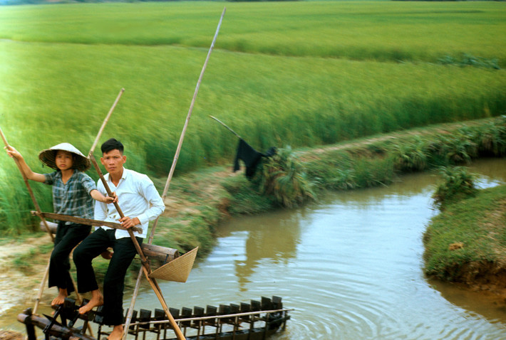 Cặp đôi đạp guồng nước thủy lợi. Ảnh: Arty611.smugmug.com.