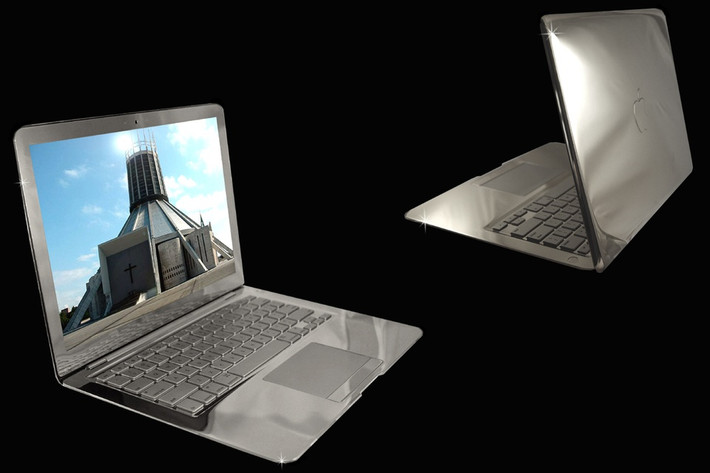 Được thiết kế bởi Stuart Hughes, MacBook Air Supreme Platinum Edition là chiếc MacBook Air 2010 có chất liệu bạch kim, trọng lượng 7 kg và chỉ có 5 chiếc được sản xuất. Giá của mẫu laptop này là 500.000 USD. Ảnh: Stuart Hughes.