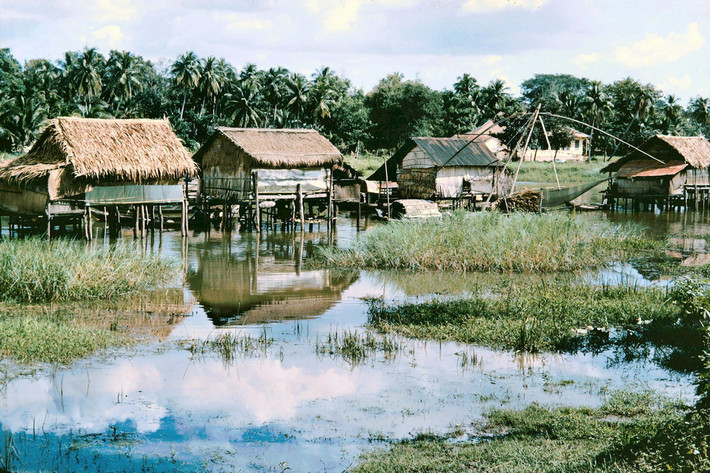 Những ngôi nhà nổi của ngư dân miền Tây.