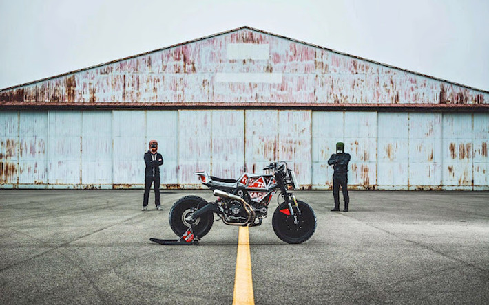 So với các bản độ trước đây, bản độ Ducati Scrambler Flamingo "góc cạnh" hơn với các phần thân xe được tạo hình theo dạng đa giác. Lần này, xưởng độ Vibrazioni Art Design đã sử dụng những tấm tôn cắt từ thùng phuy của hãng dầu Texaco để tạo nên thân xe.