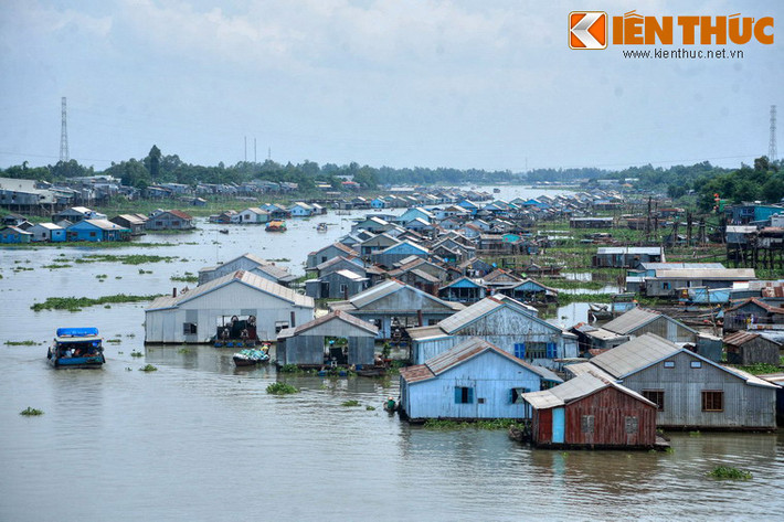 Ngôi làng đặc biệt này gồm hàng nghìn căn nhà nổi và bè cá xếp cạnh nhau kéo dài vài cây số dọc theo sông Hậu. Nghề chính của các cư dân nơi đây là nuôi cá basa, loại thủy sản có giá trị kinh tế cao của địa phương.