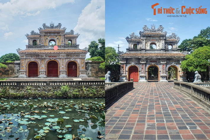Phía Đông Hoàng thành có cửa Hiển Nhơn, phía Tây có cửa Chương Đức. Được trang trí hoa mỹ, hai cánh cổng này là dấu ấn kiến trúc đặc sắc mà vua Khải Định đã để lại cho Cố đô.
