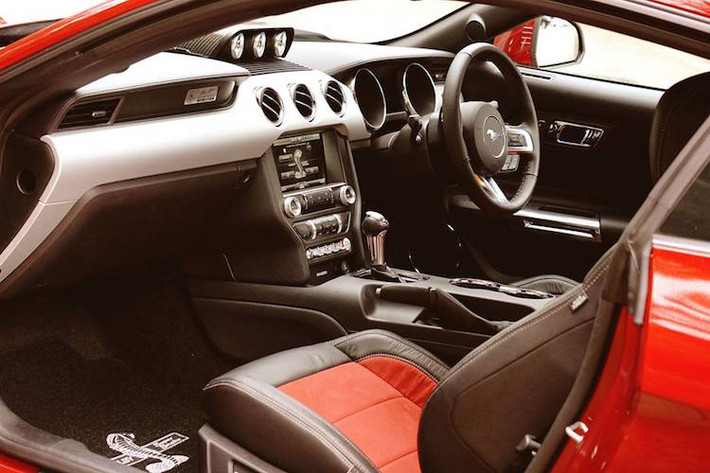 Có nội thất không khác biệt nhiều so với những phiên bản Ford Mustang thường, điểm đặc biệt của Shelby Snake là sự xuất hiện của 3 đồng hồ chỉ báo mới nằm trên bảng táp-lô để theo dõi nhiệt độ và áp suất siêu nạp. Tay lái của chiếc xe đã được chuyển sang bên phải để phù hợp với thị trường Úc, Anh hay một số nước tay lái nghịch khác.