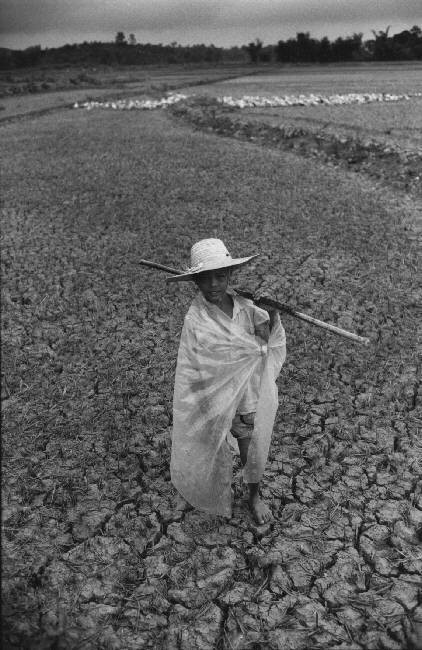 Cậu bé trên cánh đồng khô nứt nẻ. Ảnh: Ferdinando Scianna/ Magnum Photos.