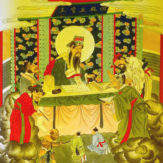 Ngũ Quan Vương: Cai quản Tứ điện. Dưới Tứ điện là ngục Hợp Đại, có 16 tiểu ngục với các hình phạt dành cho người ai trốn nộp tô, thuế cho nhà nước, mua gian bán lận. Ảnh: Huaban.