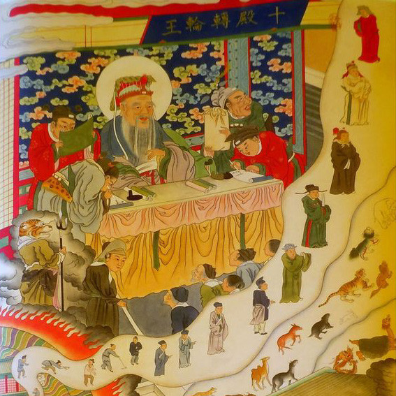Chuyển Luân Vương: Cai quản Thập điện, điện thứ 10 trong Diêm Vương Thập điện. Sau khi bị xét xử ở các điện trước, tội nhận được đưa đến điện của Chuyển Luân Vương để quyết định đẳng cấp, rồi cho lên đầu thai dưới các dạng khác nhau. Ảnh: Huaban.