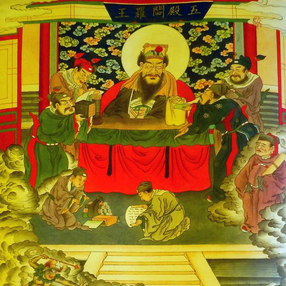 Diêm La Thiên Tử: Cai quản Ngũ điện. Diêm La Thiên Tử vốn ngự ở điện thứ nhất nhưng vì thương người chết oan hay trả hồn về sống lại kêu oan, nên bị giáng xuống Ngũ điện để quản ngục Khiếu Hoán. Tội phạm ở đây lâm vào cảnh buồn chán, đau khổ không gì bằng. Ảnh: Huaban.