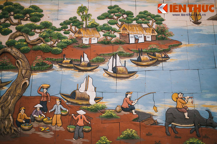 Cảnh xóm làng, chợ quê, bến nước, em bé cưỡi trâu thổi sáo... những mô-tuýp nghệ thuật dân gian quen thuộc.