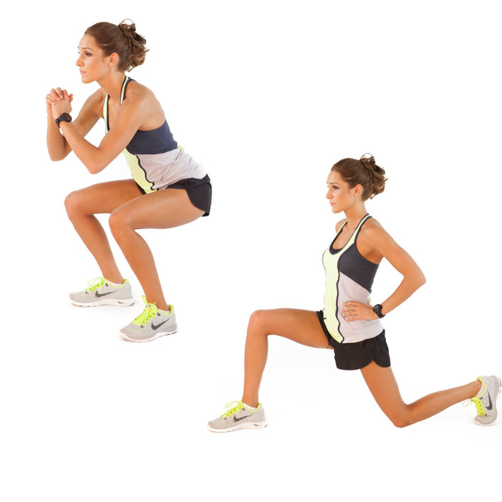 Chống đẩy rồi plank toàn thân: Chống đẩy trên ngón chân, nếu nhẹ hơn thì dùng đầu gối. Thực hiện 3 set, mỗi set từ 15-20 lần. Ở lần cuối cùng thì giữ nguyên thành tư thế plank trong khoảng 60 giây, có thể hơi chùng khuỷu tay xuống. Thời gian nghỉ giữa mỗi set khoảng 20 giây. Thời gian dành cho bài tập này là khoảng 6 phút.