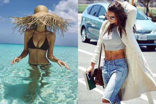 Một trào lưu khoe vòng 2 khác cũng từng được nhiều người chú ý dùng không phải ai cũng có cái để khoe, đó chính là khoe bụng xẻ rãnh. Người đầu tiên mở màn trào lưu này trên Instagram chính là thiên thần của VS - Emily Ratajkowski. Ngay lập tức, các siêu mẫu, người mẫu và các blogger làm đẹp trên toàn thế giới đều bị cuốn vào trào lưu vô cùng sexy này. Trào lưu này không những không bị lên án mà còn được ủng hộ hết mình vì chỉ có những ai tập tành nghiêm chỉnh và đúng kỹ thuật mới có thể có được khe bụng này.