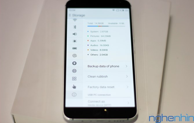 Giao diện cài đặt (setting) cũng khác biệt so với những mẫu smartphone android khác trên thị trường.