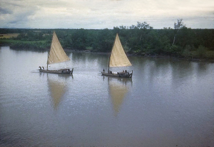 Những con thuyền của dân chài trên sông Sài Gòn.