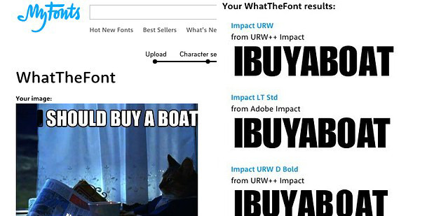 5. myfonts.com/WhatTheFont/. Nếu như bạn đã quá quen thuộc với tính năng tìm kiếm nhạc tiện lợi của Shazam, thì WhatTheFont của trang web MyFonts sẽ không khiến bạn thất vọng trong việc tìm được đúng font chữ bạn cần. Việc “truy tìm” font chữ rất đơn giản, chỉ cần tải ảnh chứa font chữ bạn muốn lên WhatTheFont, và các công cụ sẽ giúp bạn tìm ra font chữ được sử dụng trong bức ảnh đó.