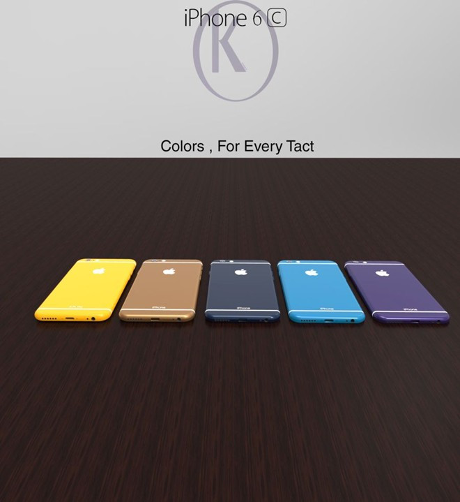 Bộ sưu tập ảnh dựng iPhone 6C của Kiarash Kia có 5 màu gồm vàng, vàng đồng, xanh đen, xanh dương và tím.