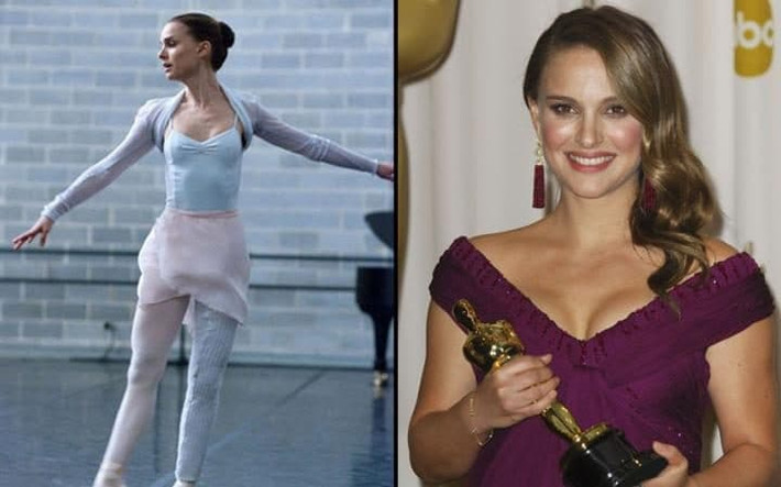Để vào vai một vũ công ballet trong “Thiên nga đen”, Natalie Portman đã phải luyện tập 5 tiếng mỗi ngày và 7 ngày mỗi tuần và đã giành được tượng vàng Oscar xứng đáng cho công sức mình đã bỏ ra.