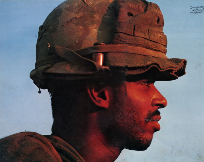 Chân dung một lính Mỹ da đen thuộc sư đoàn bộ binh số 9 ở tỉnh Định Tường, 1968.