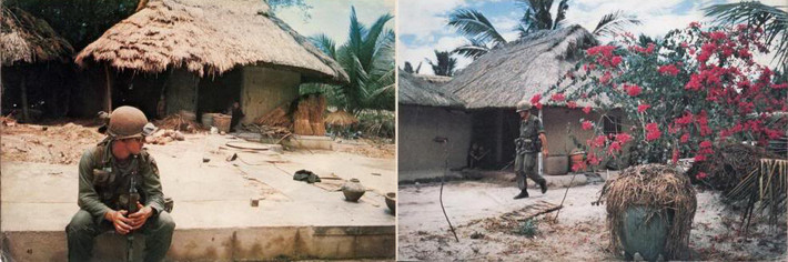 Lính Mỹ sục sạo những ngôi nhà tranh của nông dân ở Bình Định, 1967.