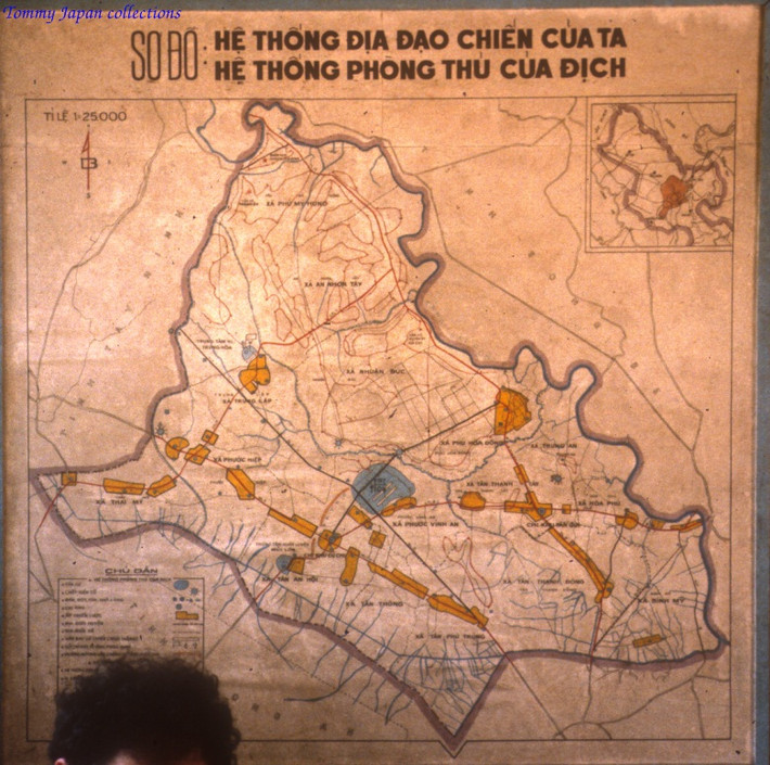 Một sơ đồ trong phòng giới thiệu về di tích địa đạo Củ Chi.