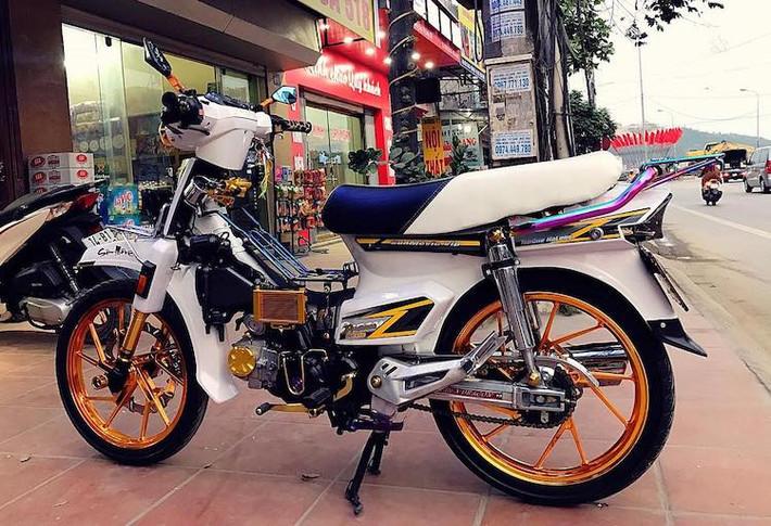 Một chi tiết thường xuyên xuất hiện trên các bản độ Dream kiểng là cặp gác chân "giò gà" Wave Nice cũng có mặt trên chiếc xe này. Bộ gắp nhôm Golden Dragon thay cho gắp nguyên bản của Dream. Trong khi đó, toàn bộ thân xe đã được chủ nhân sơn lại màu trắng và đi tem chữ Z phong cách Dream EX5 Malaysia, nhưng có một số chi tiết thiết kế lại.