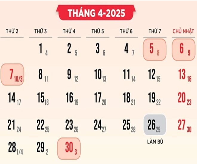 Tin tức 24h: Tháng 4 tới, người lao động chuẩn bị đón các kỳ nghỉ lễ đến 8 ngày ảnh 1