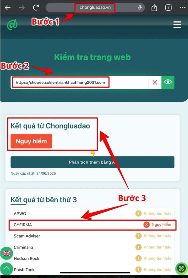 Le projet anti-hameçonnage a été cofondé par l'expert en cybersécurité Ngo Minh Hieu en 2020 afin de faciliter les contrôles de fiabilité et les alertes lors de l'accès à des sites web dangereux. Les utilisateurs peuvent contribuer en signalant les liens malveillants sur la page chongluaodao.vn. vie-2.png