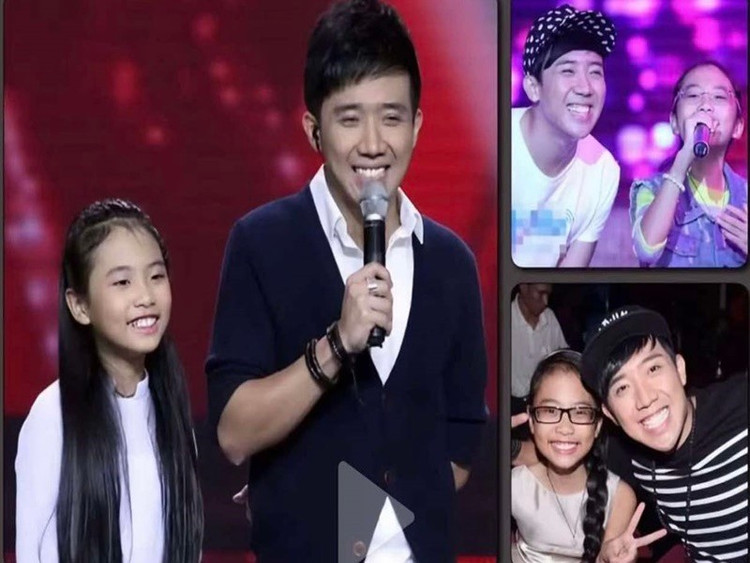 Năm 2013, Phương Mỹ Chi cũng góp mặt trong chương trình có Trấn Thành làm MC. Đó là gameshow Giọng hát Việt nhí. Ảnh: FB Phương Mỹ Chi. thanh2.jpg