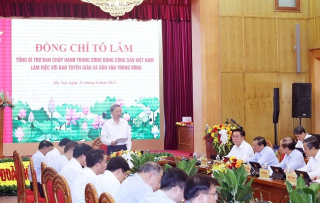 Tổng Bí thư Tô Lâm làm việc với Ban Tuyên giáo và Dân vận Trung ương, ngày 11/6/2025. Tổng Bí thư Tô Lâm làm việc với Ban Tuyên giáo và Dân vận Trung ương, ngày 11/6/2025.