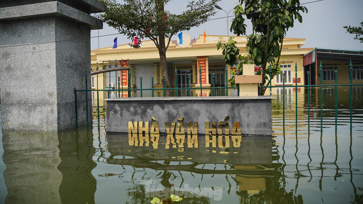 Nhà văn hoá thôn Phú Hiền ngập sâu.