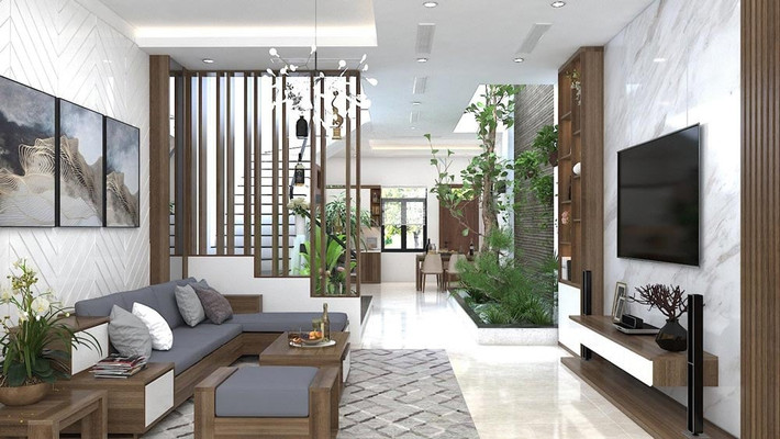 Nhiều gia đình ngày nay mở thêm giếng trời để đưa ánh sáng "tươi" vào nhà giúp cho không khí thoáng đãng hơn, tránh tù đọng.