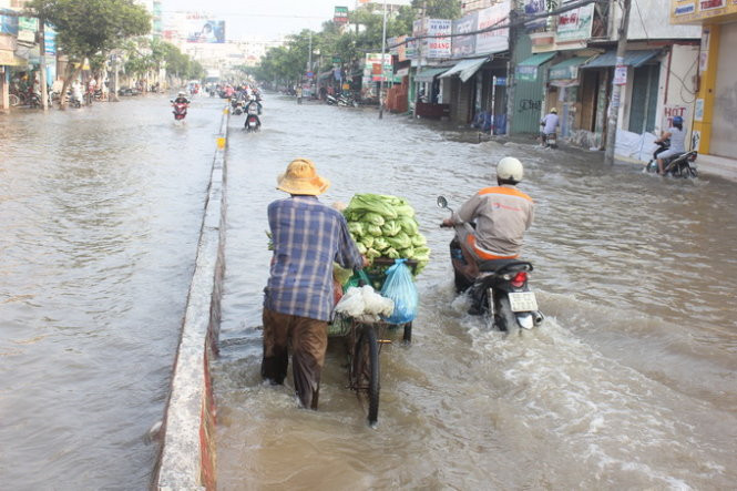 Đỉnh triều thực đo tại trạm Phú An sông Sài Gòn tối 10/10 đã đạt 1,68m. Đây cũng là mốc đỉnh triều lịch sử từng được ghi nhận vào ngày 20/10/2013 đã làm hàng loạt khu vực trên địa bàn TP HCM bị ngập.